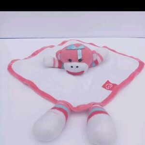 Baby Starters Pink Sock Monkey Rattle Lovey Security Blanket Plush